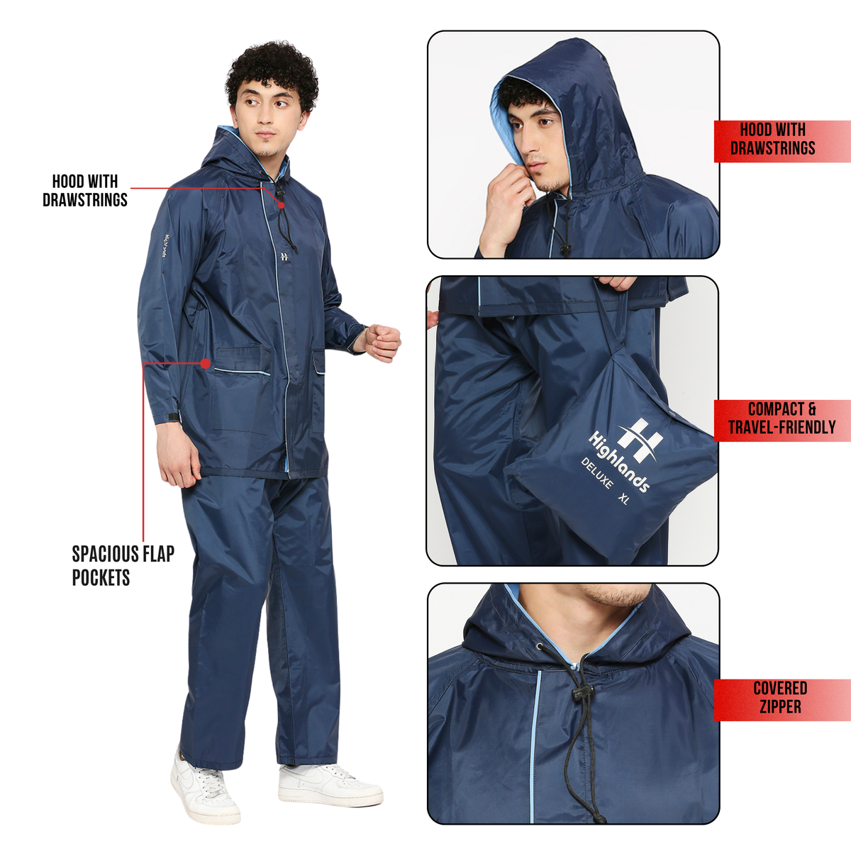 DELUXE - Highlands Heavy Duty Nylon Taffeta Seam-Sealed Rainsuit for Rain Protection.