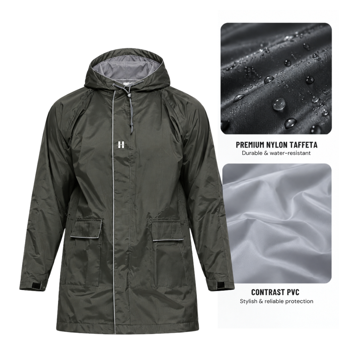 DELUXE - Highlands Heavy Duty Nylon Taffeta Seam-Sealed Rainsuit for Rain Protection.