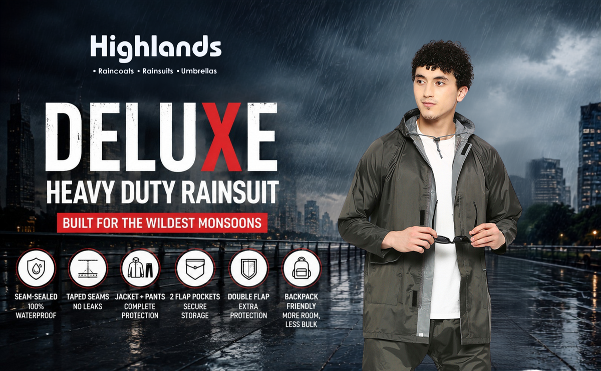 DELUXE - Highlands Heavy Duty Nylon Taffeta Seam-Sealed Rainsuit for Rain Protection.