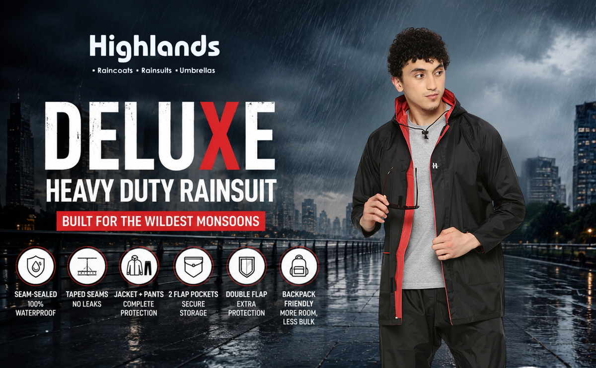 DELUXE - Highlands Heavy Duty Nylon Taffeta Seam-Sealed Rainsuit for Rain Protection.