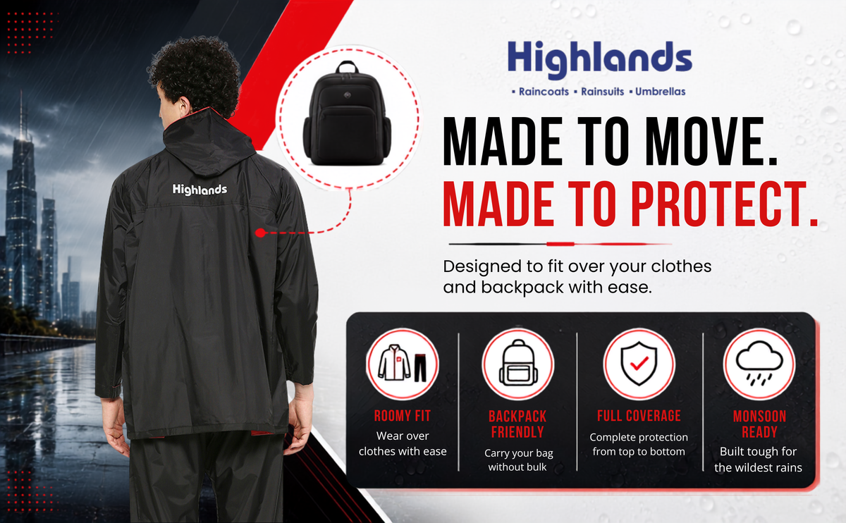 DELUXE - Highlands Heavy Duty Nylon Taffeta Seam-Sealed Rainsuit for Rain Protection.