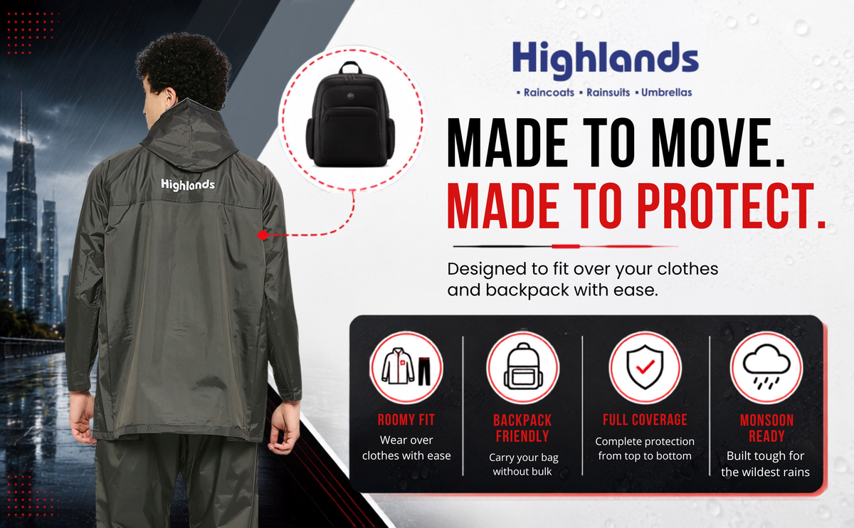 DELUXE - Highlands Heavy Duty Nylon Taffeta Seam-Sealed Rainsuit for Rain Protection.