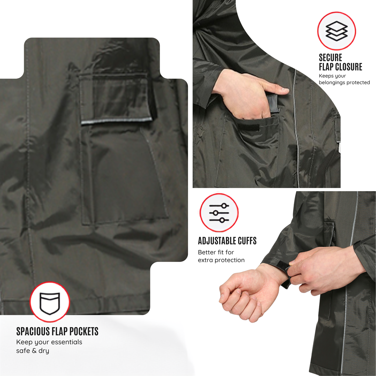 DELUXE - Highlands Heavy Duty Nylon Taffeta Seam-Sealed Rainsuit for Rain Protection.