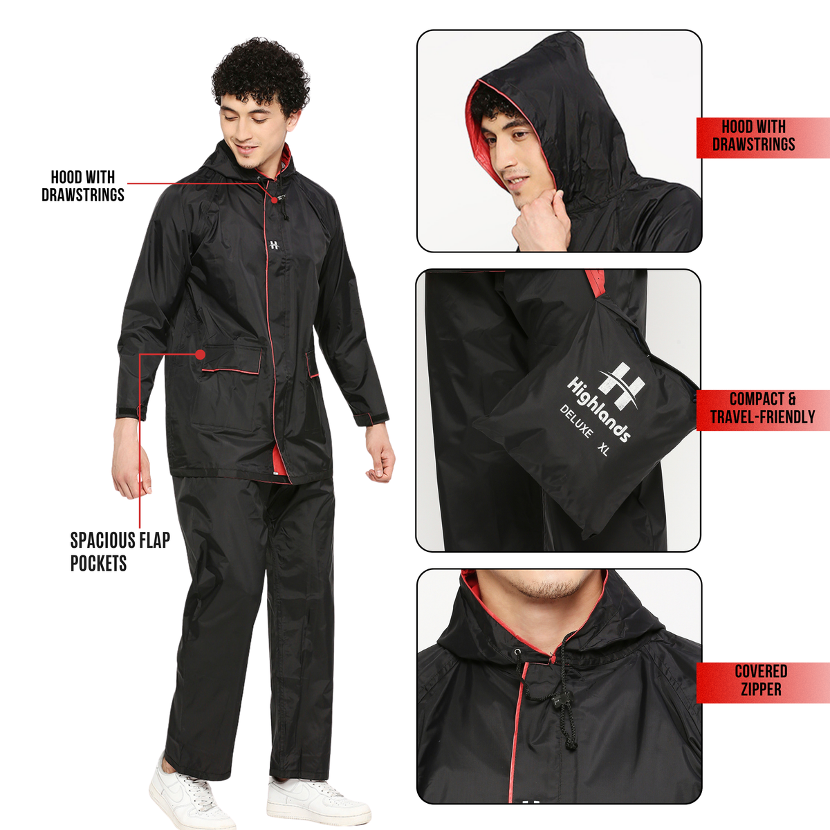DELUXE - Highlands Heavy Duty Nylon Taffeta Seam-Sealed Rainsuit for Rain Protection.