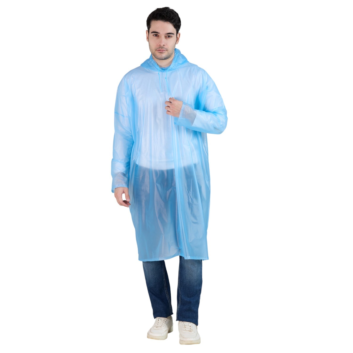 HighLands Waterproof Hooded Rain Poncho with Adjustable Drawstring.