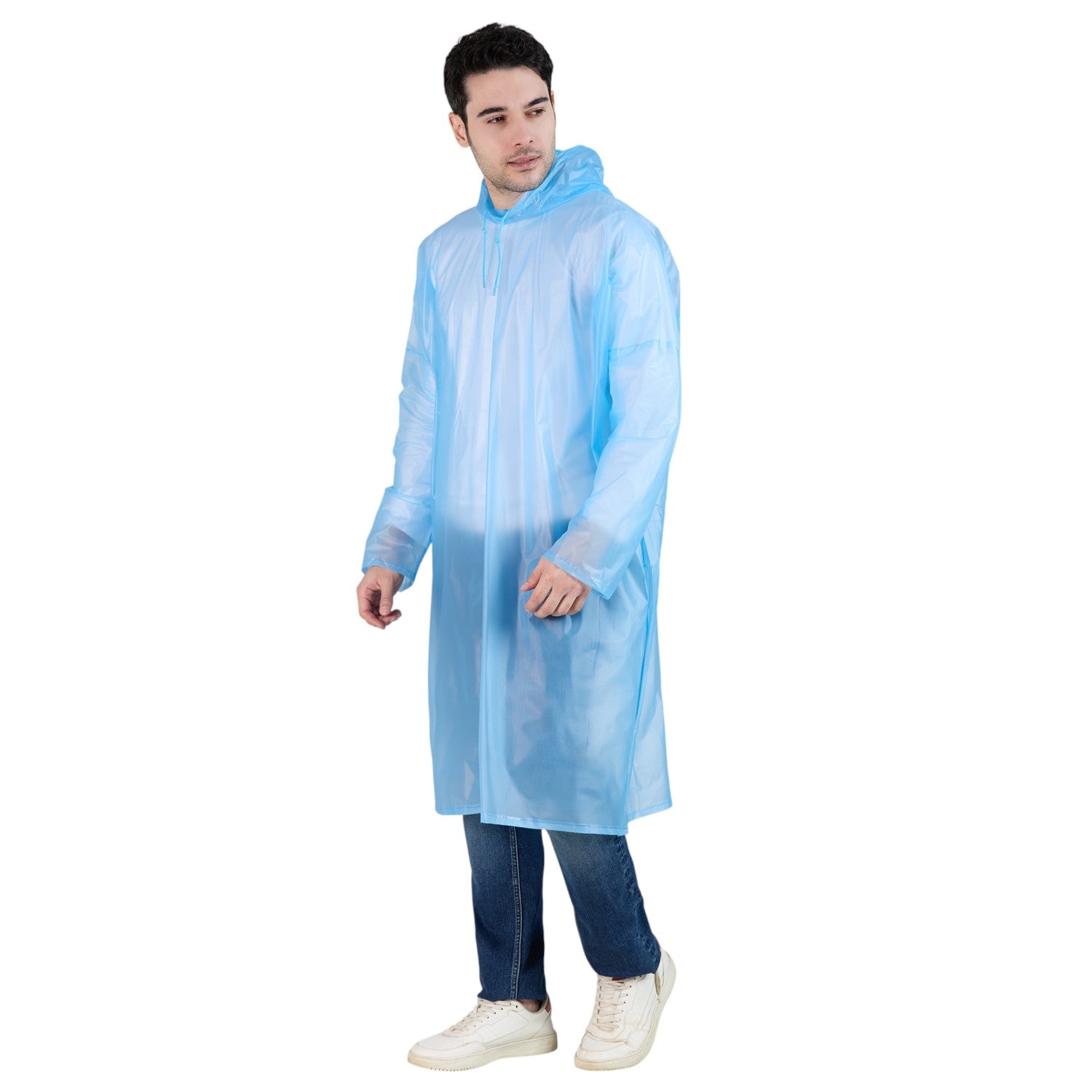 HighLands Waterproof Hooded Rain Poncho with Adjustable Drawstring.