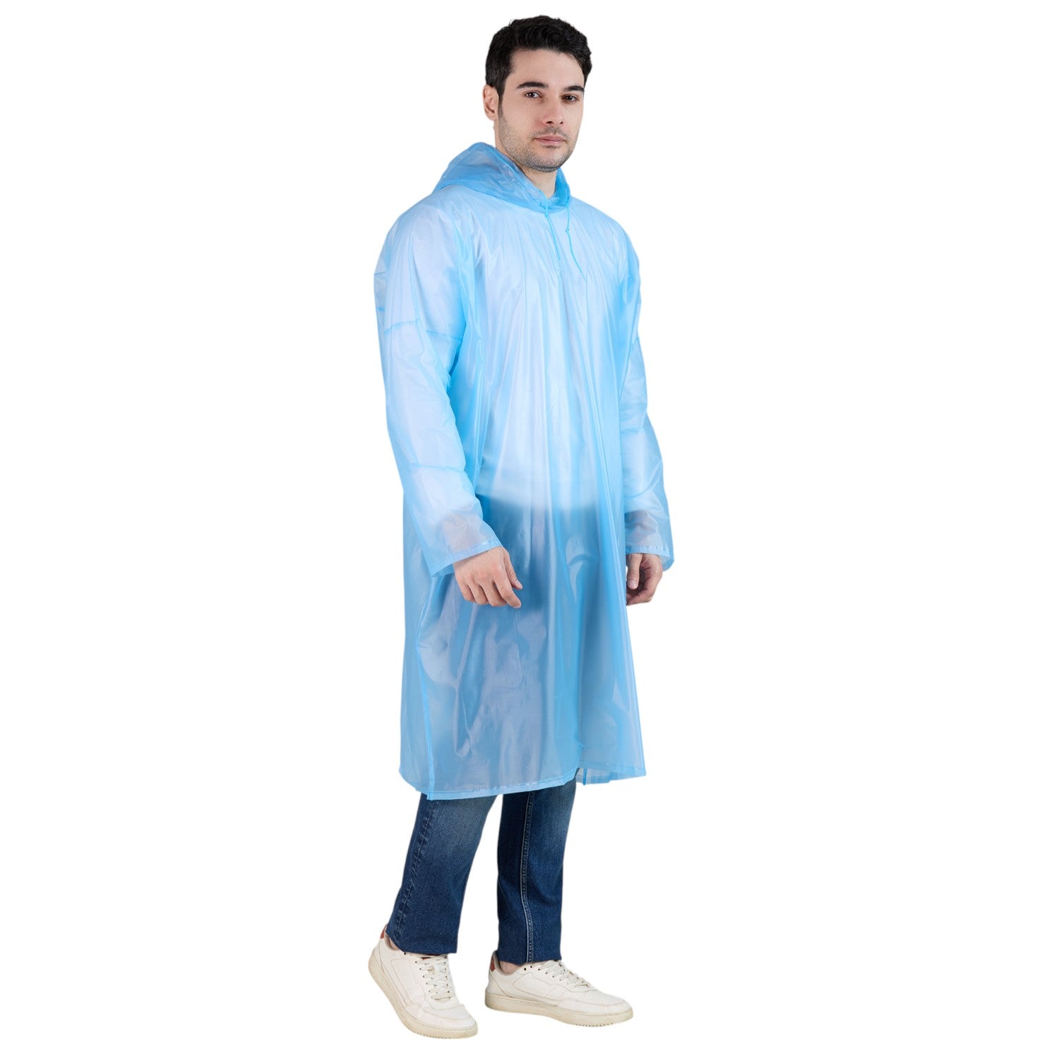 HighLands Waterproof Hooded Rain Poncho with Adjustable Drawstring.