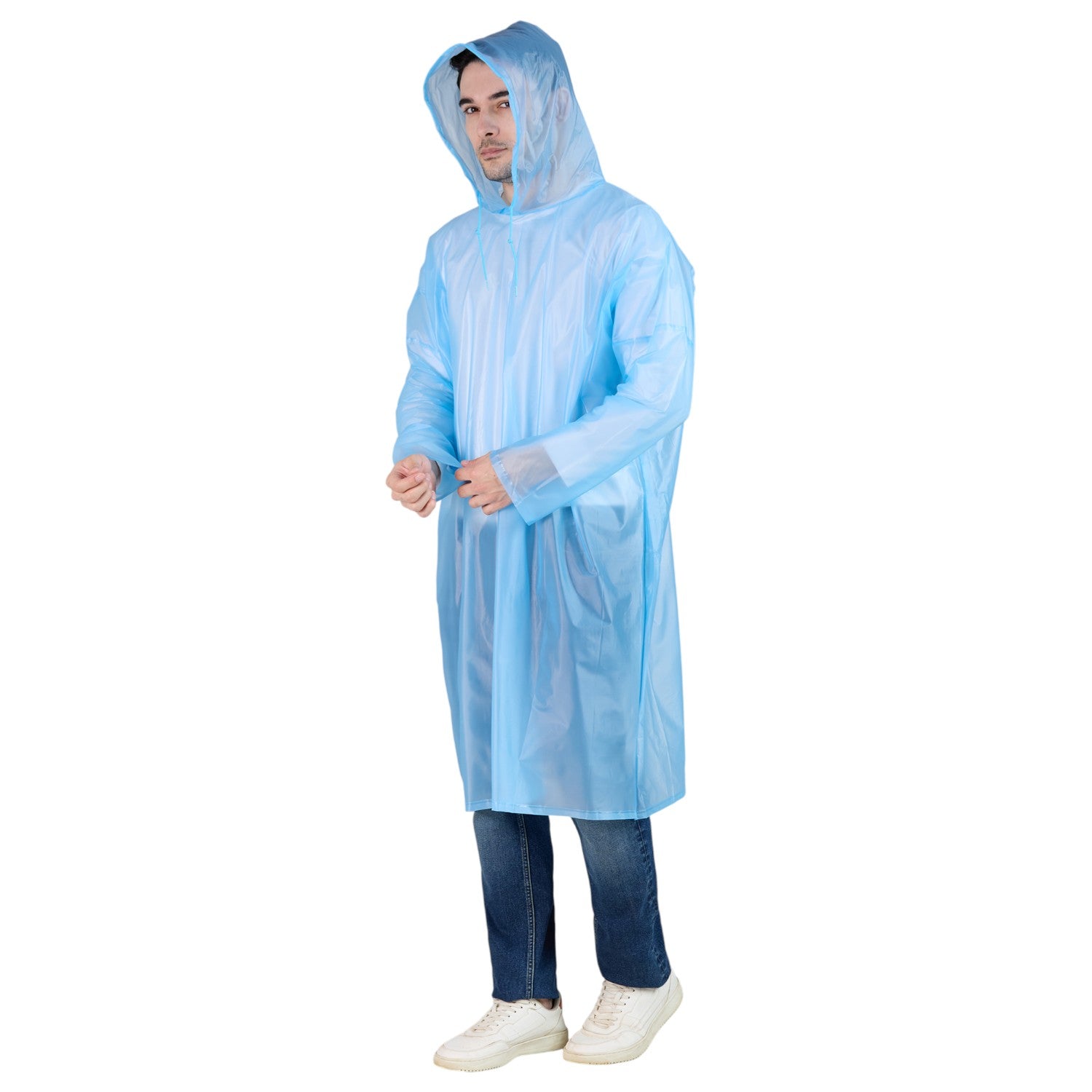 HighLands Waterproof Hooded Rain Poncho with Adjustable Drawstring.