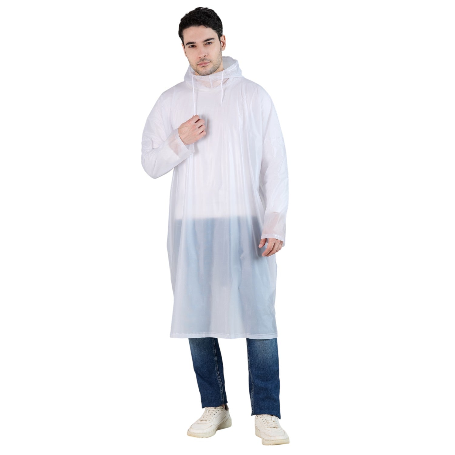 HighLands Waterproof Hooded Rain Poncho with Adjustable Drawstring.