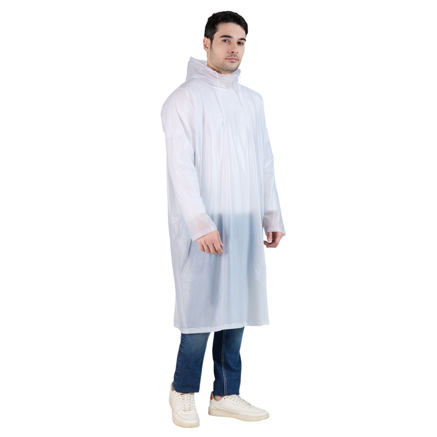 HighLands Waterproof Hooded Rain Poncho with Adjustable Drawstring.