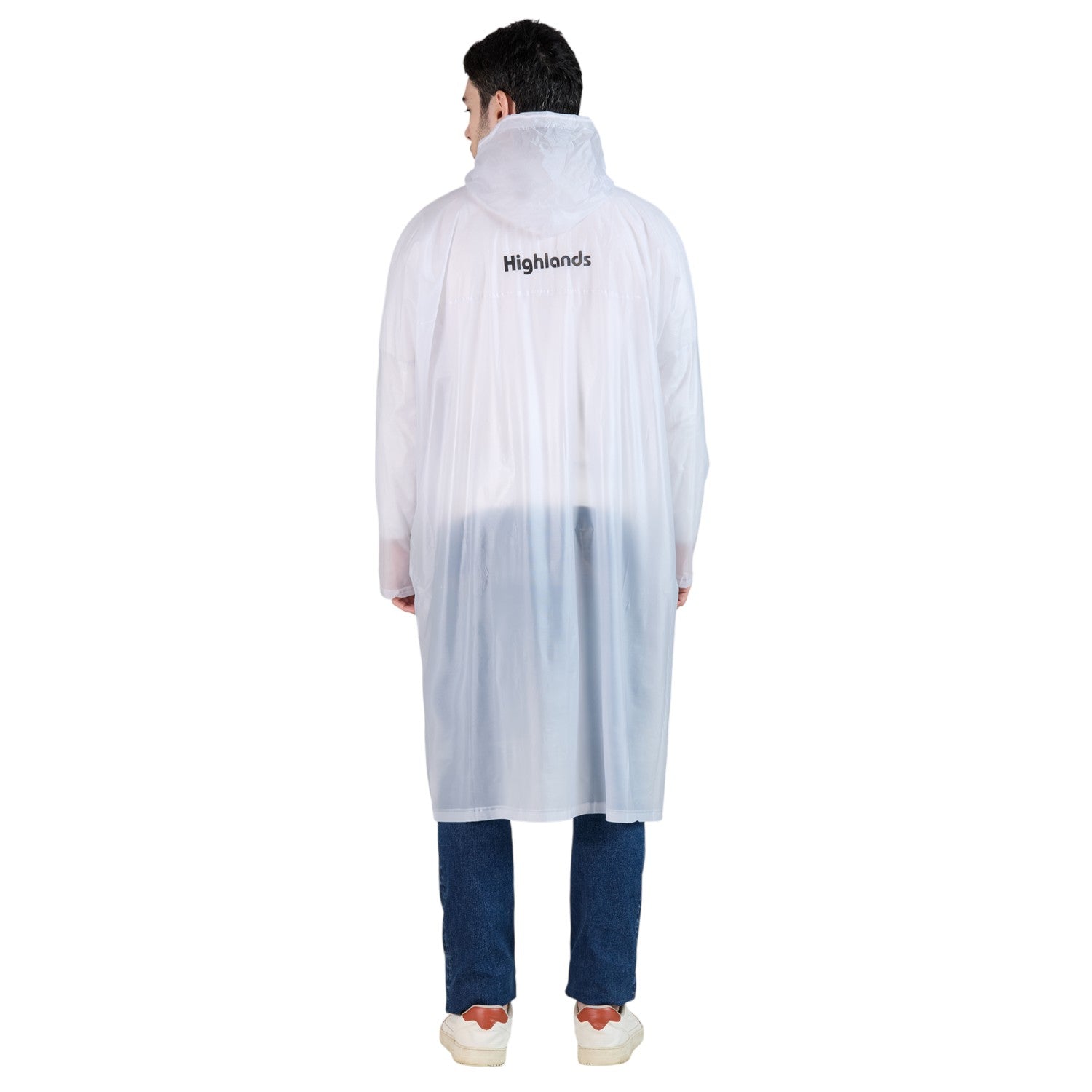 HighLands Waterproof Hooded Rain Poncho with Adjustable Drawstring.