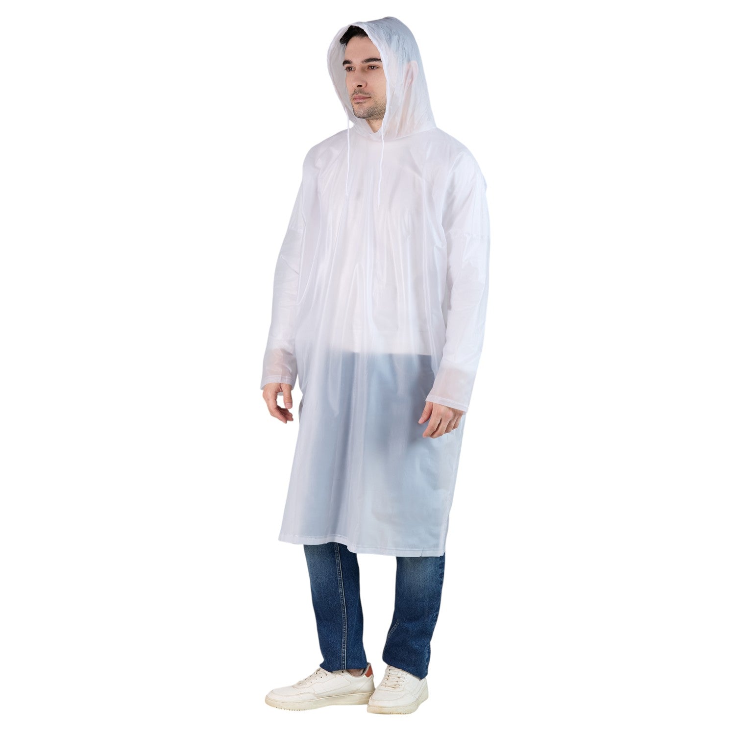 HighLands Waterproof Hooded Rain Poncho with Adjustable Drawstring.