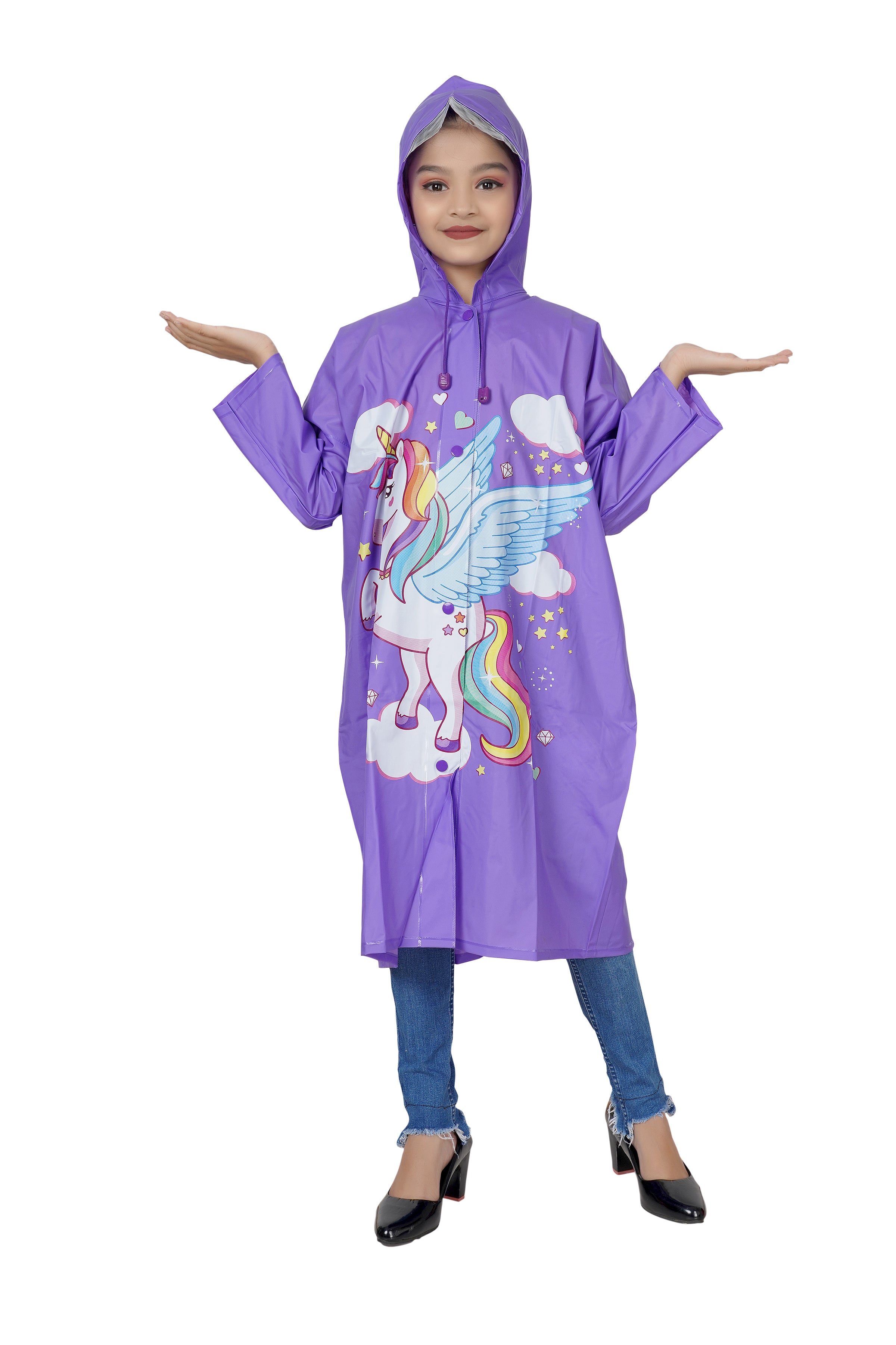 Highlands Angel Printed Girls Raincoat