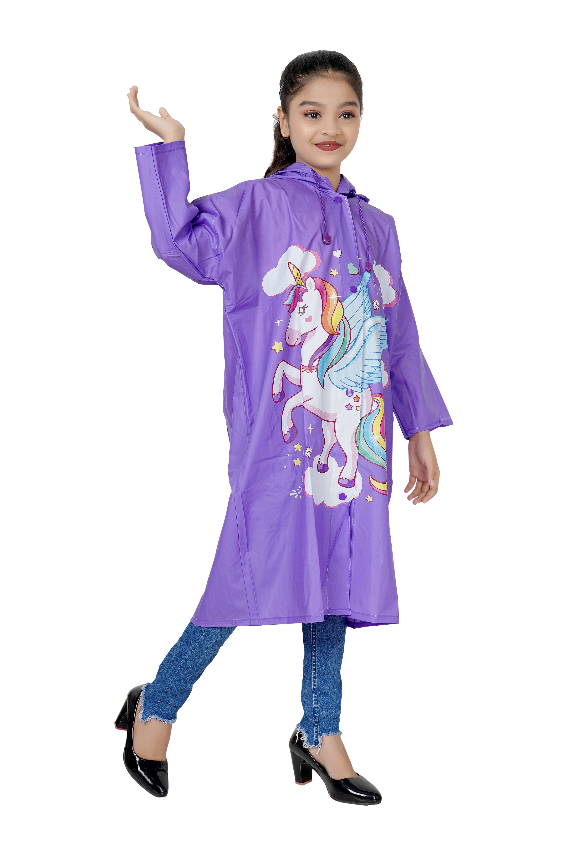 Highlands Angel Printed Girls Raincoat