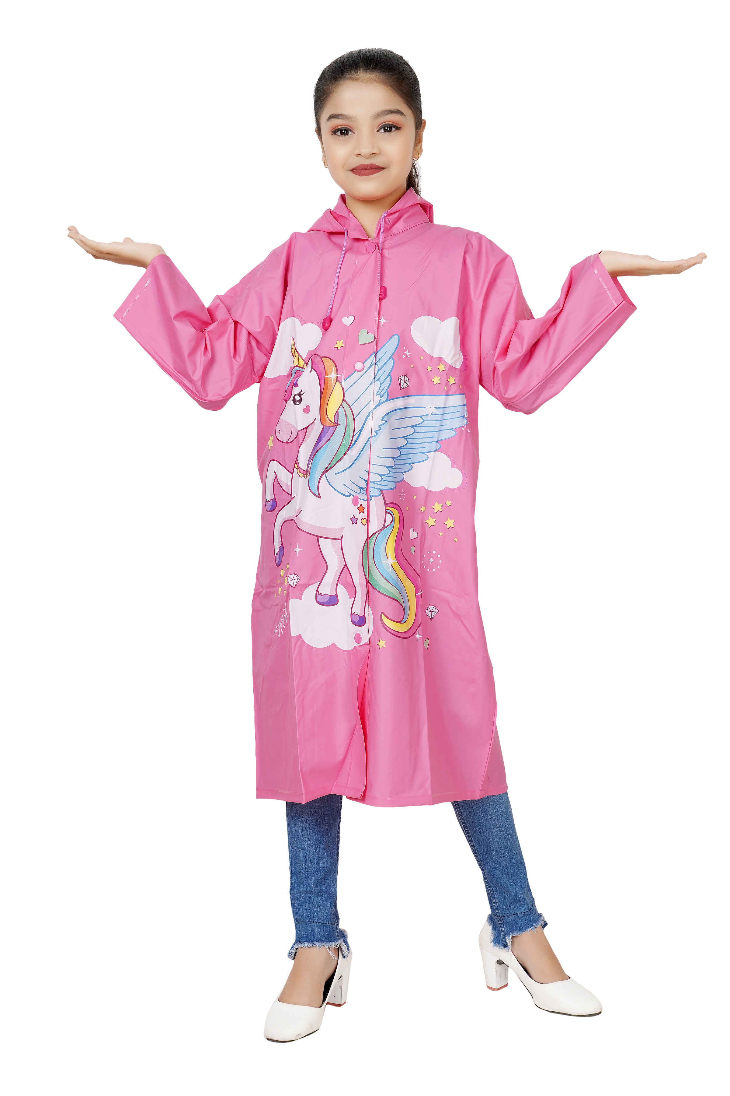 Highlands Angel Printed Girls Raincoat