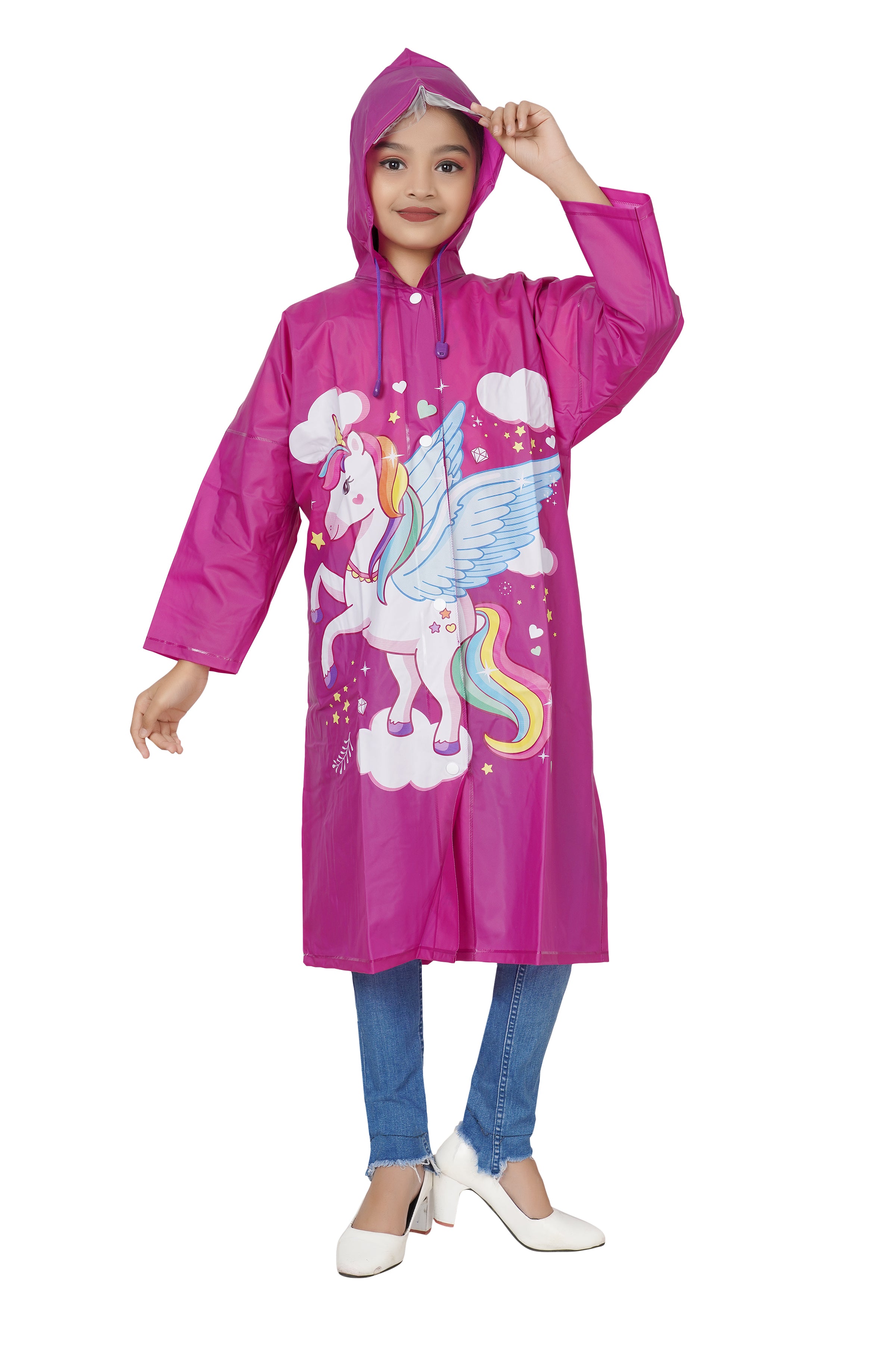 Highlands Angel Printed Girls Raincoat