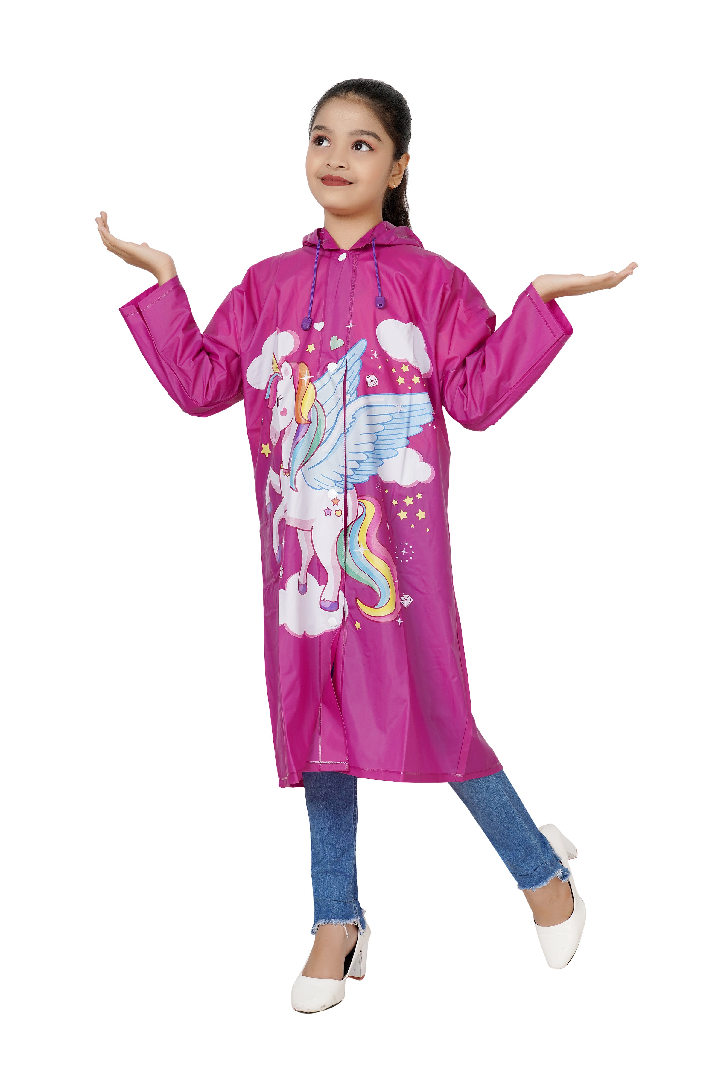 Highlands Angel Printed Girls Raincoat