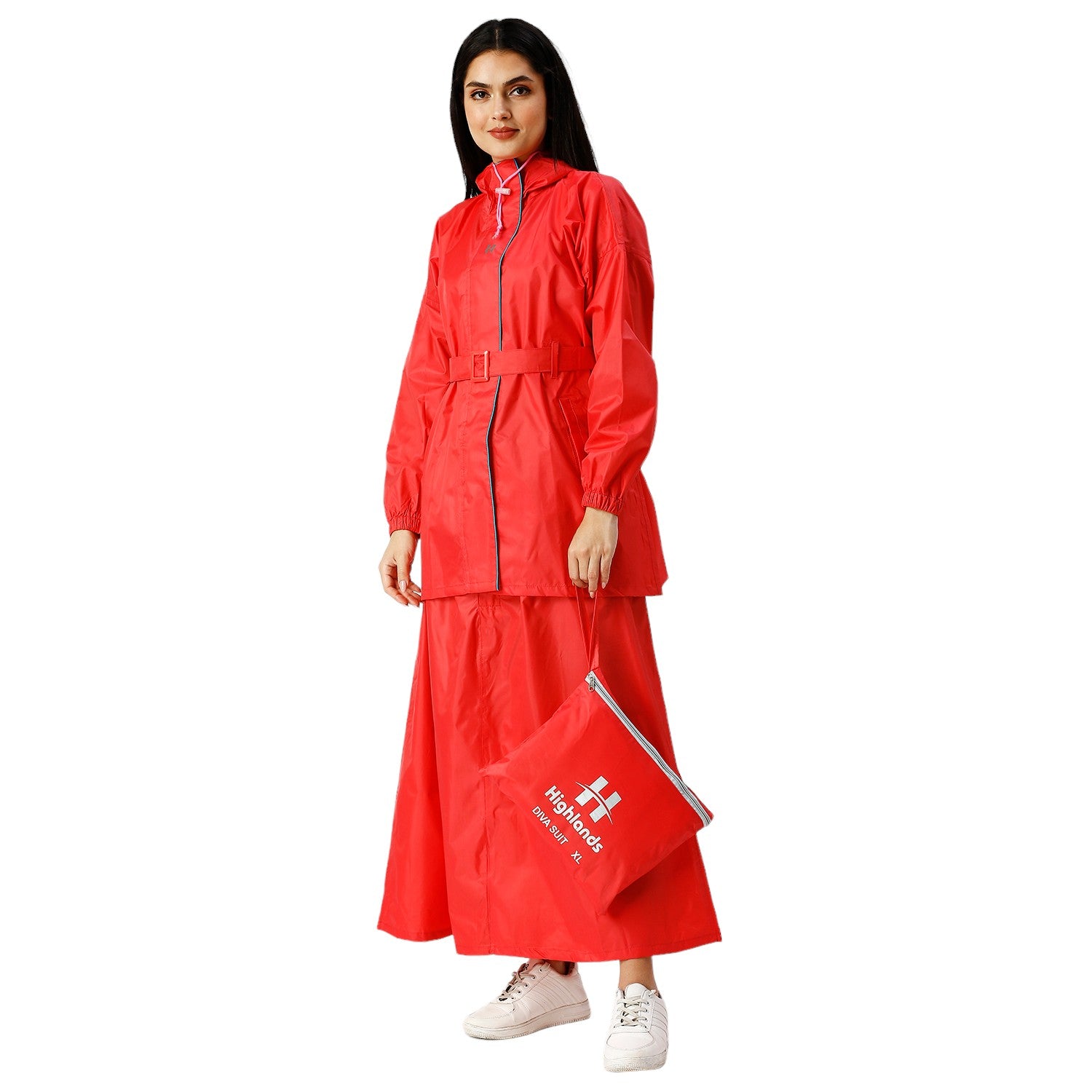 Highlands Diva Women’s Raincoat with Hood & Skirt | Waterproof Rain Suit