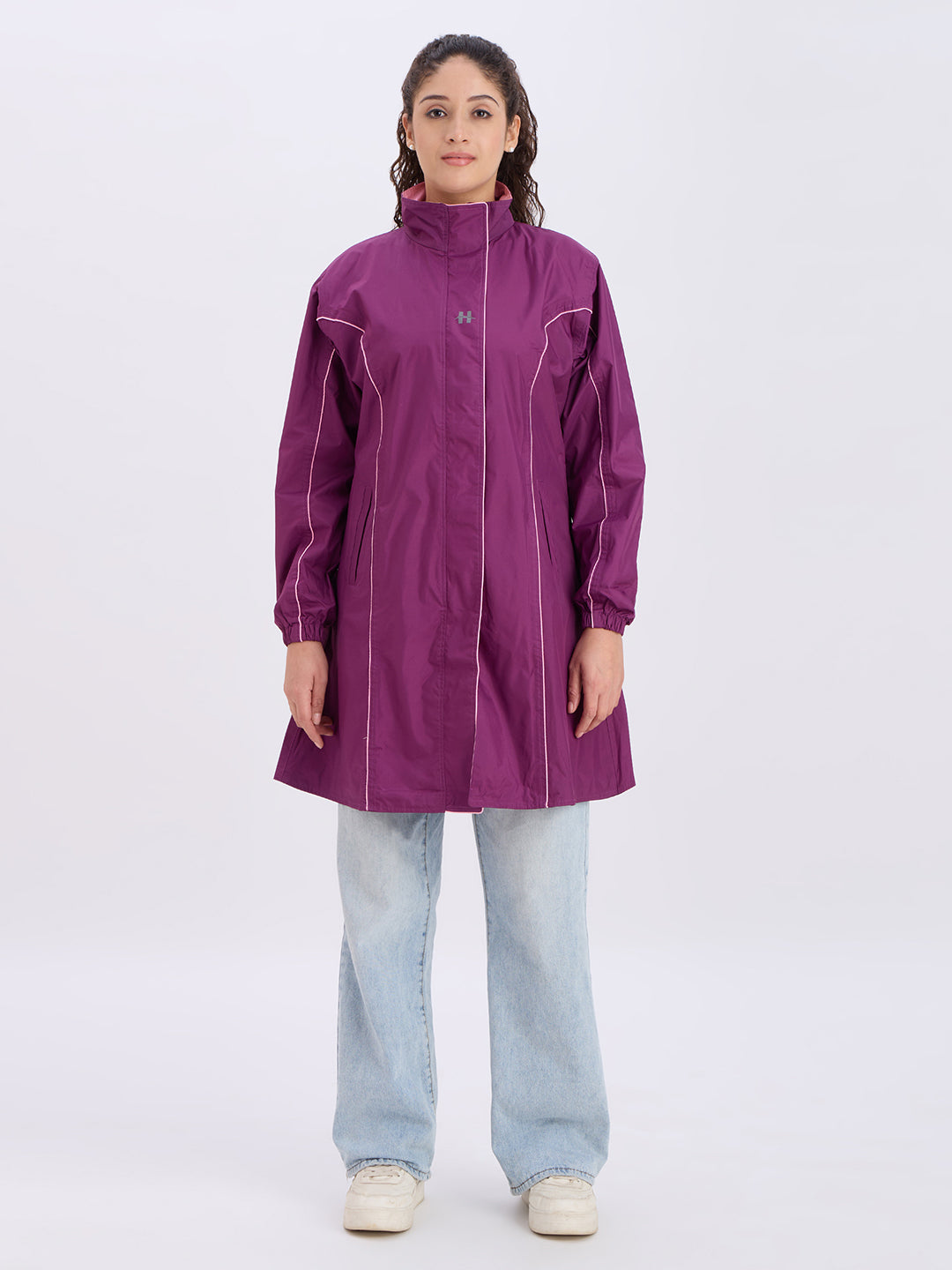Highlands Genelia Women’s Waterproof Hooded Raincoat – Knee-Length, Taped Seams