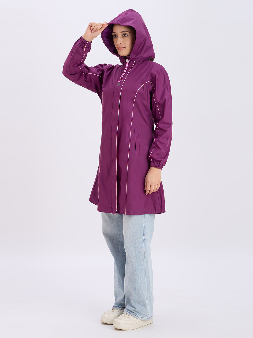 Highlands Genelia Women’s Waterproof Hooded Raincoat – Knee-Length, Taped Seams