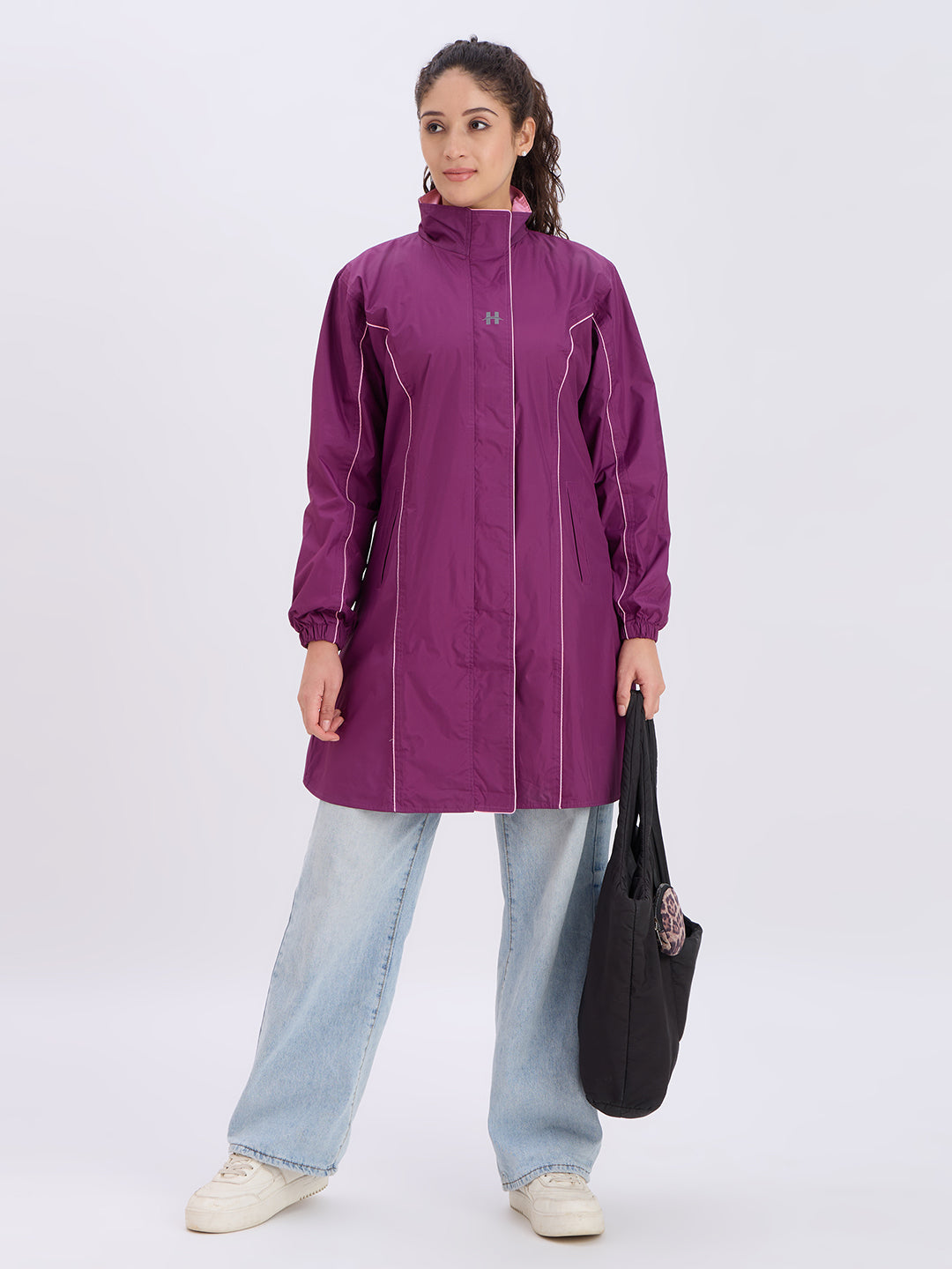 Highlands Genelia Women’s Waterproof Hooded Raincoat – Knee-Length, Taped Seams