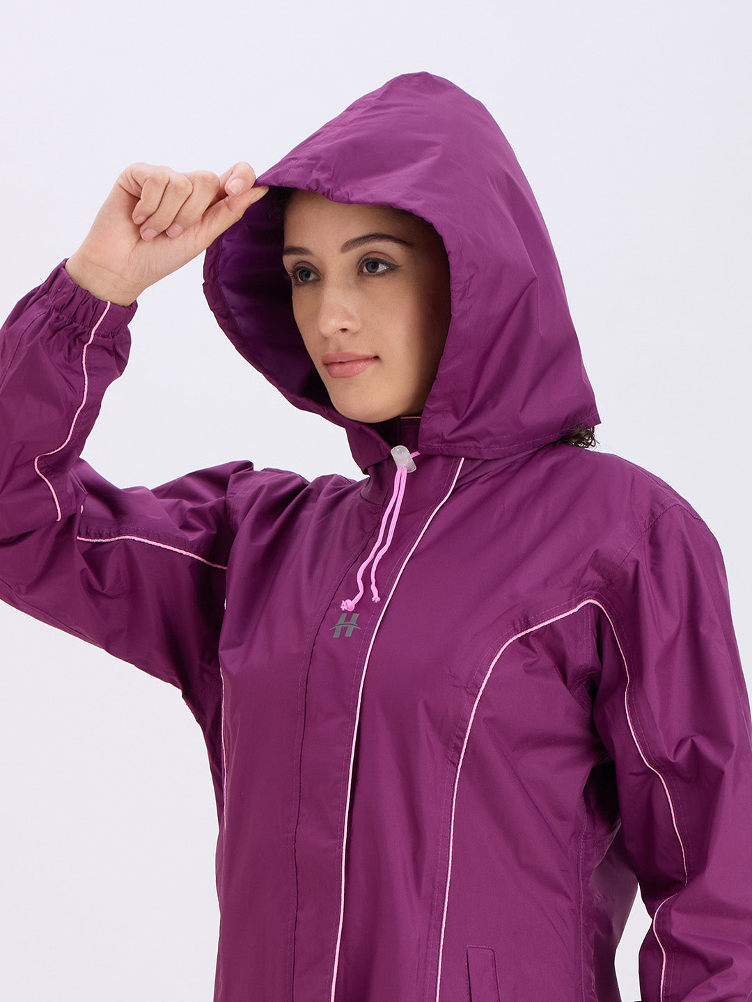 Highlands Genelia Women’s Waterproof Hooded Raincoat – Knee-Length, Taped Seams
