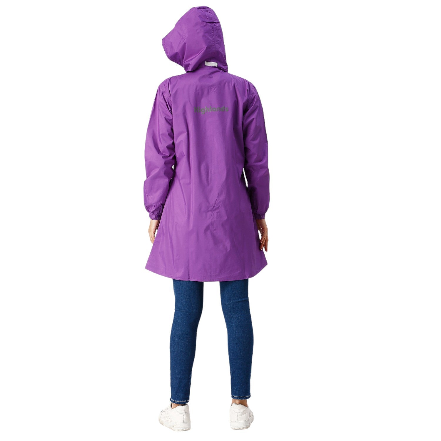 Highlands Genelia Women’s Waterproof Hooded Raincoat – Knee-Length, Taped Seams
