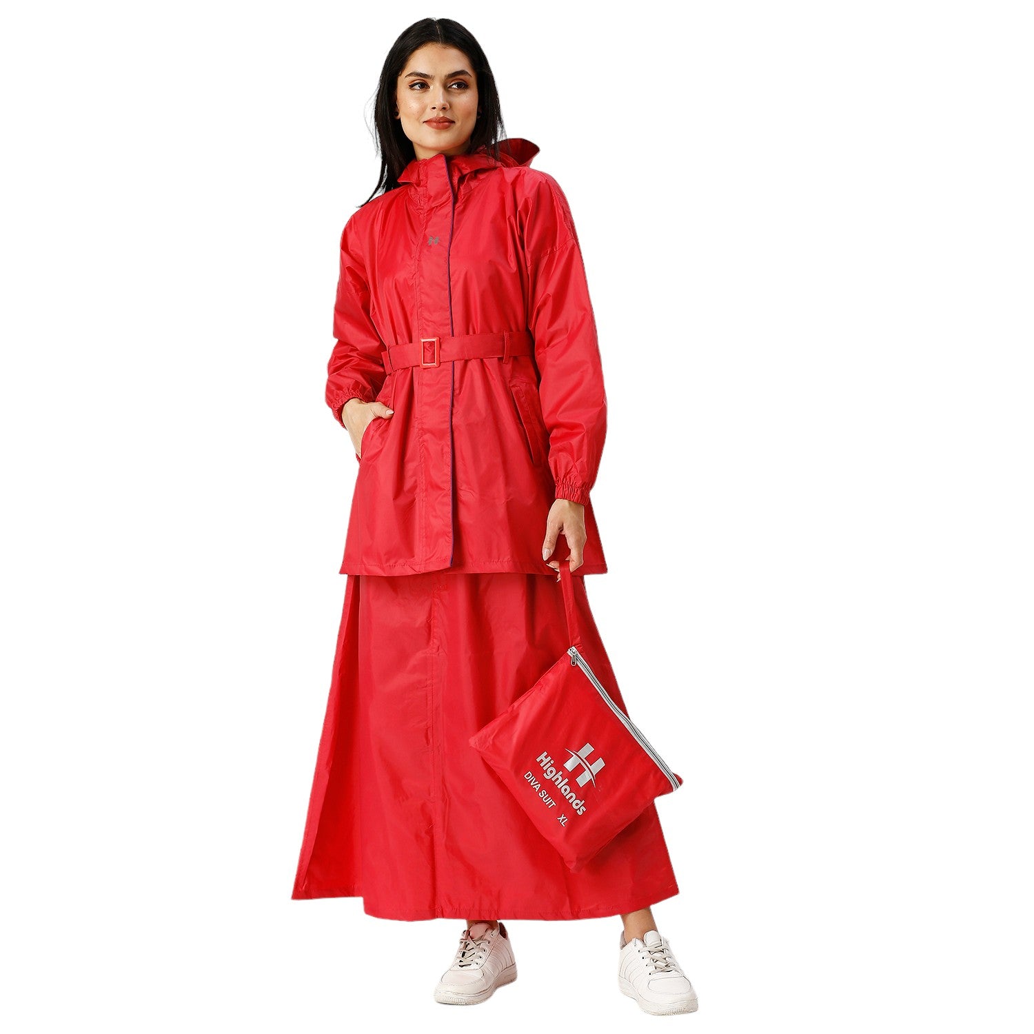 Highlands Diva Women’s Raincoat with Hood & Skirt | Waterproof Rain Suit