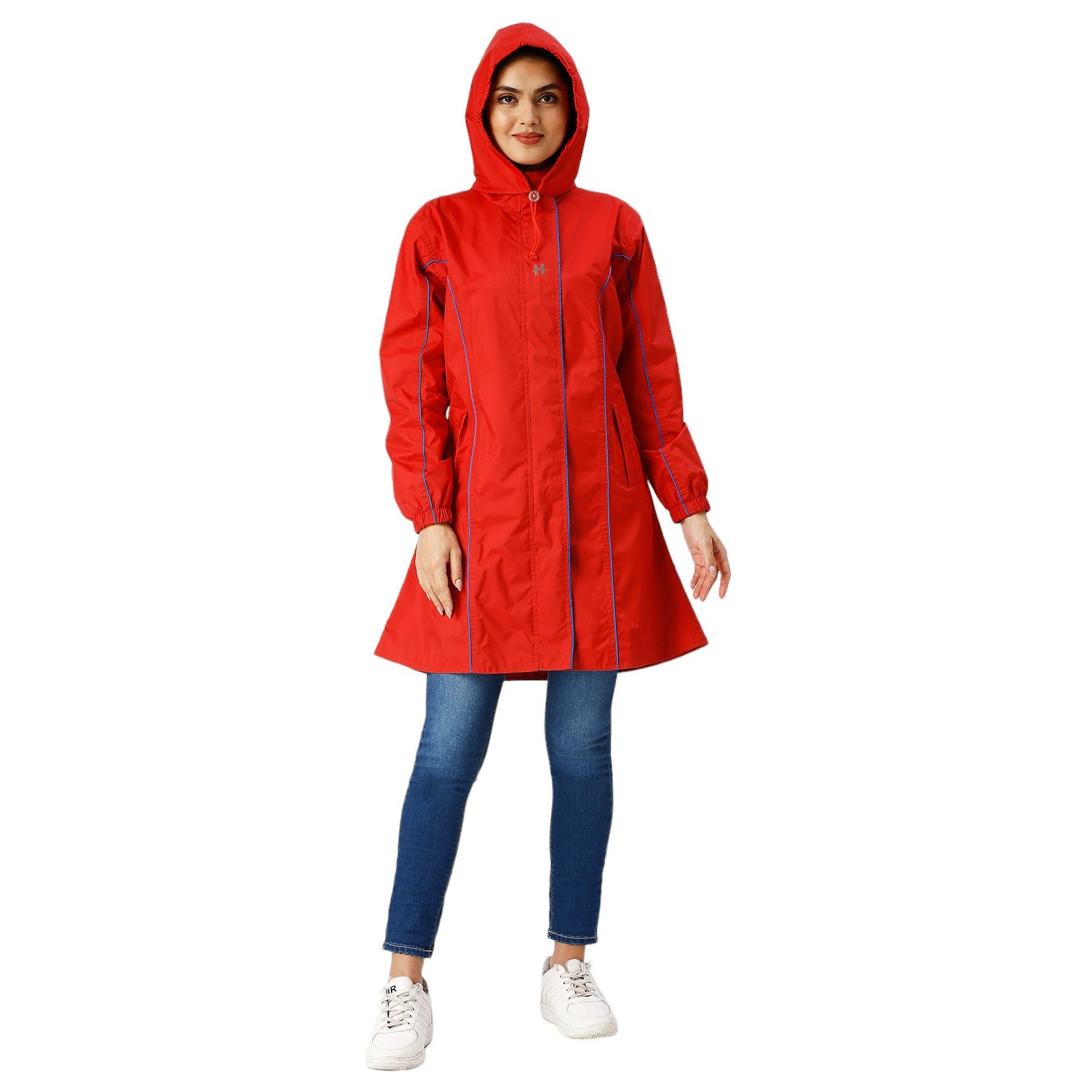 Highlands Genelia Women’s Waterproof Hooded Raincoat – Knee-Length, Taped Seams