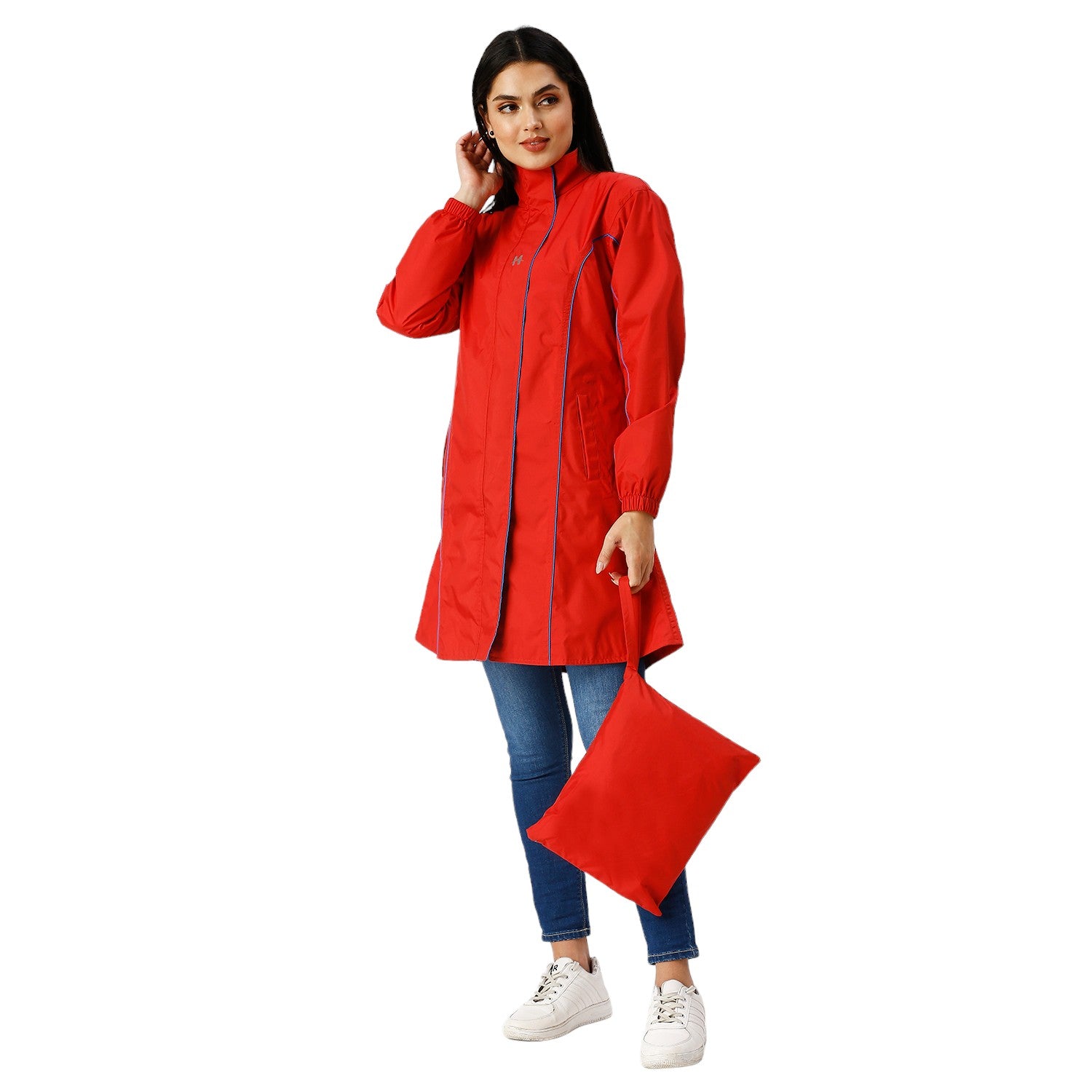 Highlands Genelia Women’s Waterproof Hooded Raincoat – Knee-Length, Taped Seams