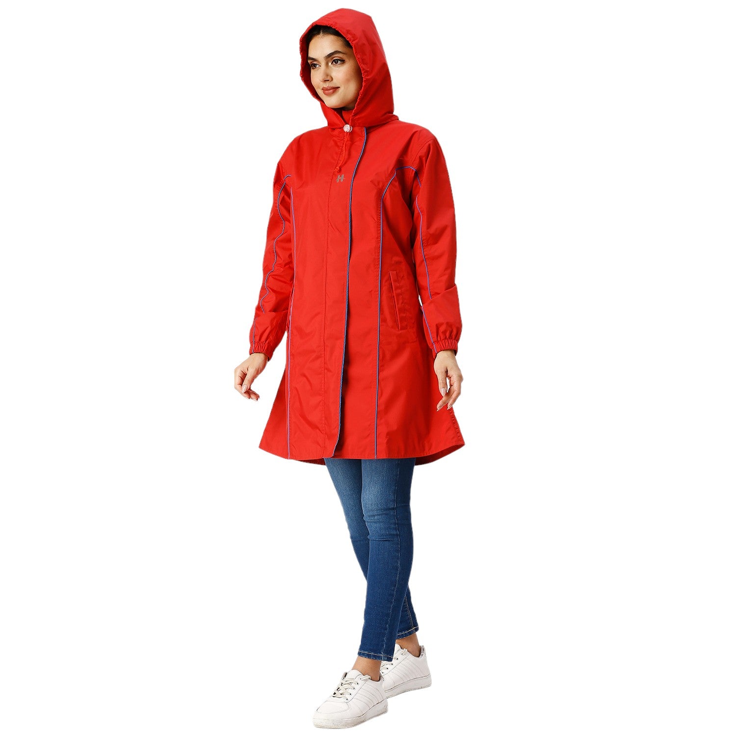 Highlands Genelia Women’s Waterproof Hooded Raincoat – Knee-Length, Taped Seams