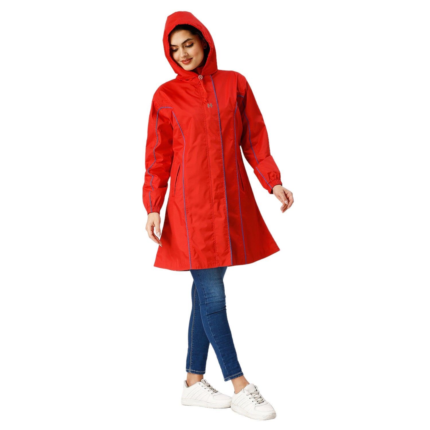 Highlands Genelia Women’s Waterproof Hooded Raincoat – Knee-Length, Taped Seams