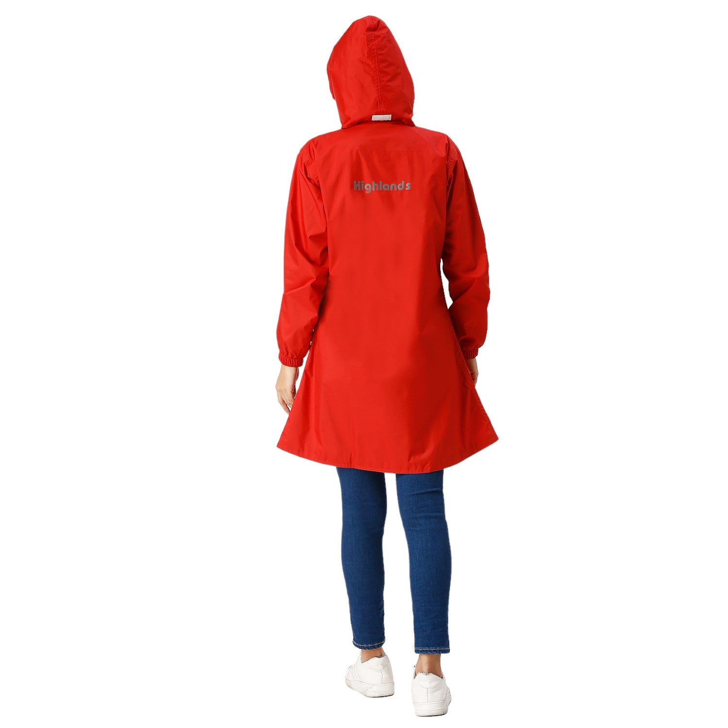 Highlands Genelia Women’s Waterproof Hooded Raincoat – Knee-Length, Taped Seams