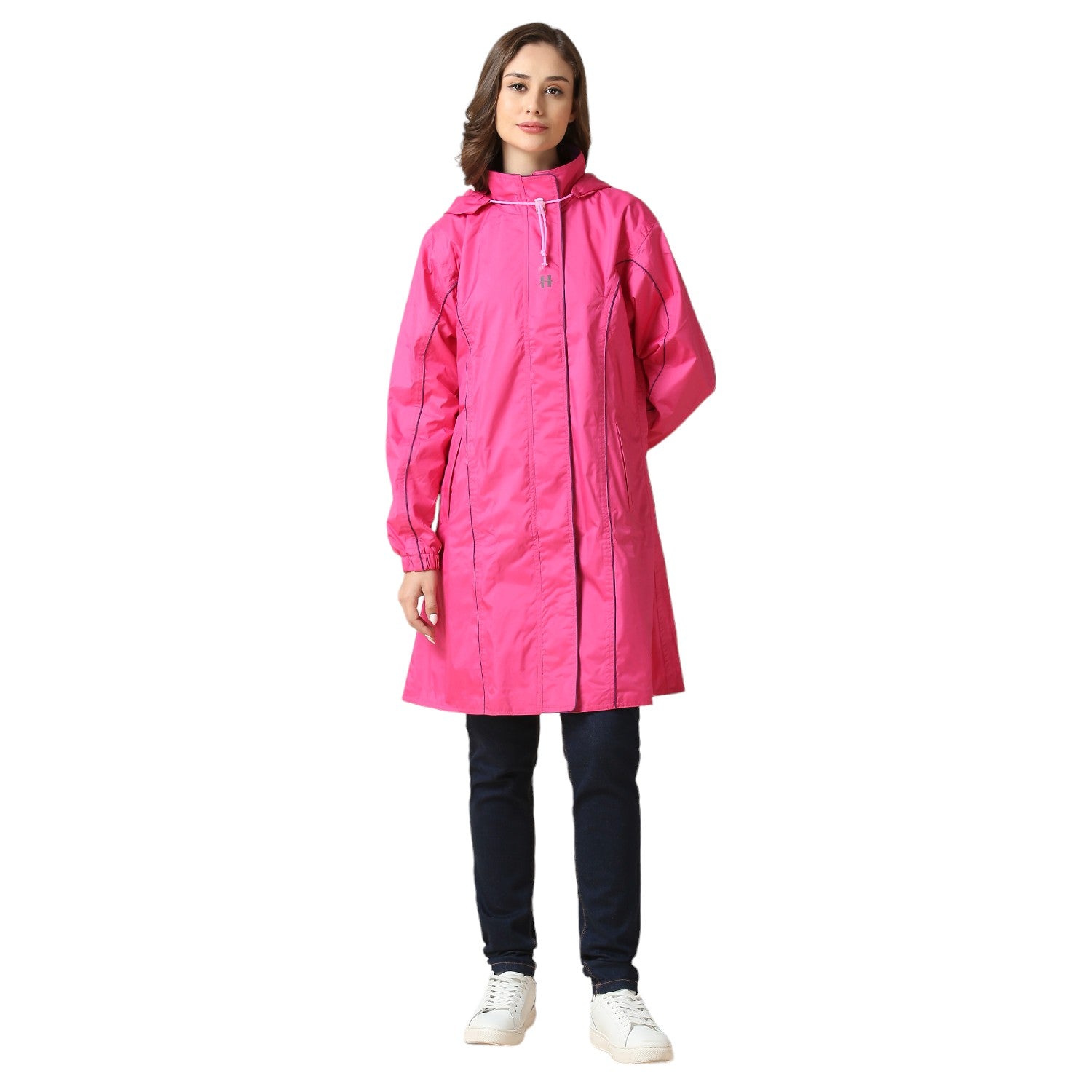 Highlands Genelia Women’s Waterproof Hooded Raincoat – Knee-Length, Taped Seams