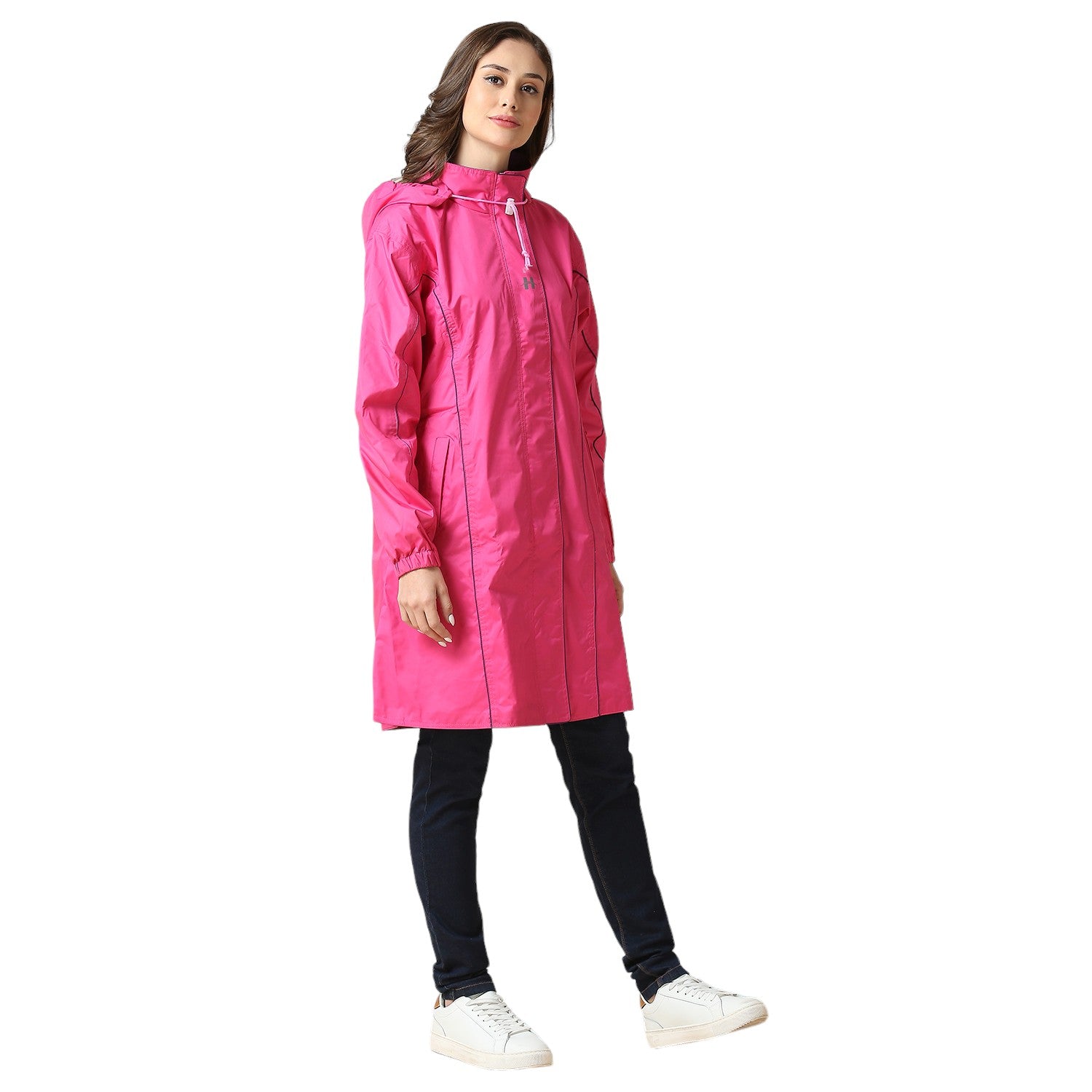 Highlands Genelia Women’s Waterproof Hooded Raincoat – Knee-Length, Taped Seams