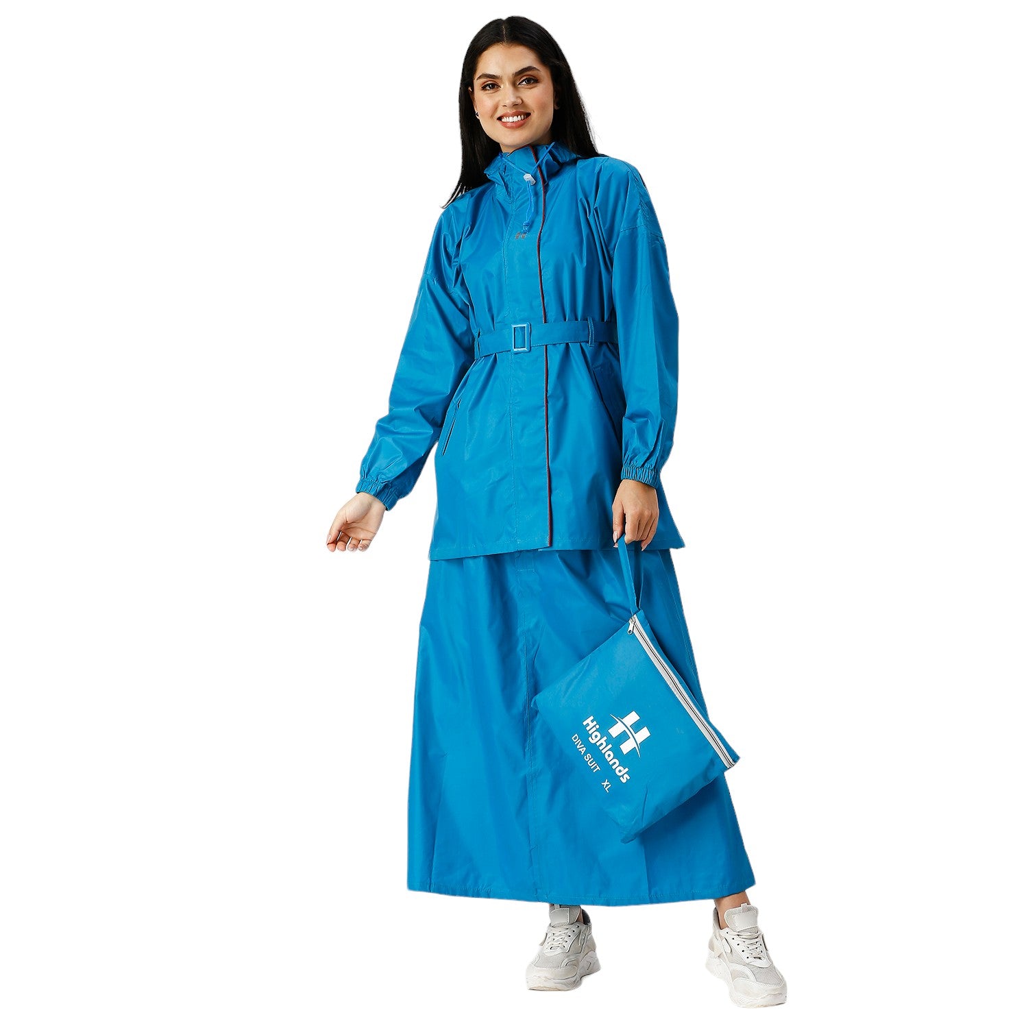 Highlands Diva Women’s Raincoat with Hood & Skirt | Waterproof Rain Suit