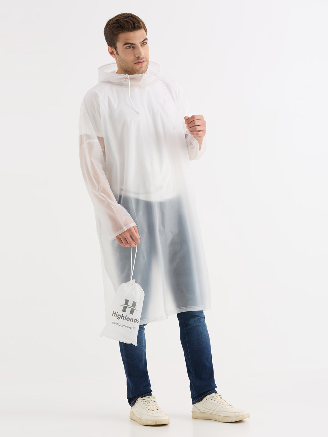 HighLands Wrangler Transparent PVC Rain Poncho for Men & Women, Free Size