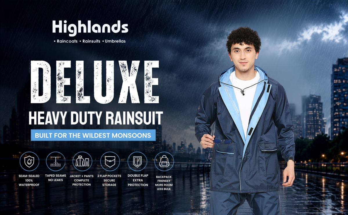 DELUXE - Highlands Heavy Duty Nylon Taffeta Seam-Sealed Rainsuit for Rain Protection.